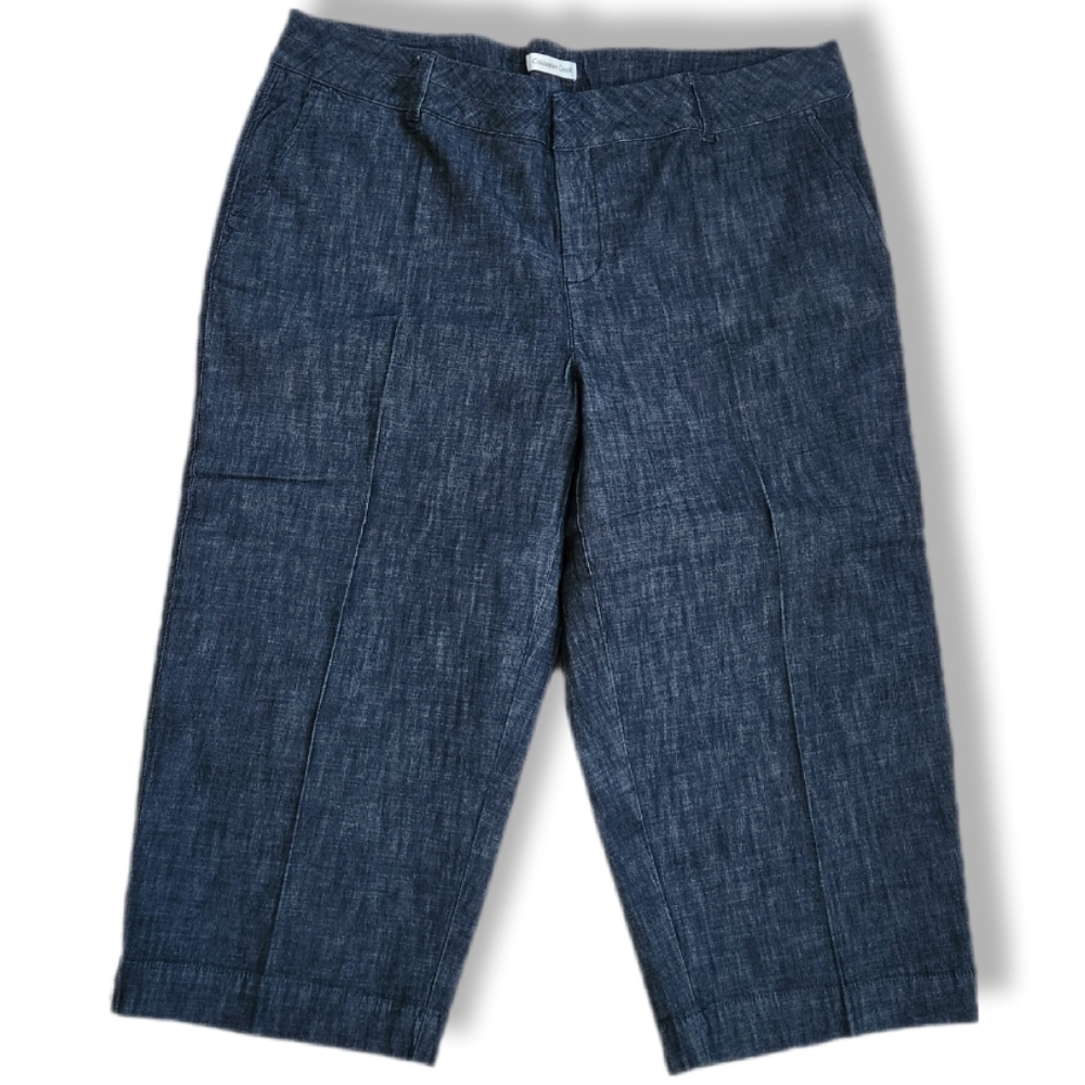 Coldwater Creek Natural Waist Pant Cropped Leg Blue Stretch Denim 20